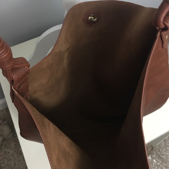 ANTHROPOLOGIE Shoulder Bag Faux Brown Leather LG - Picture 5 of 14